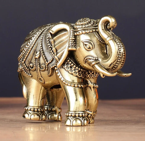 Brass Superfine Up Trunk Elephant Miniature 2" Inch
