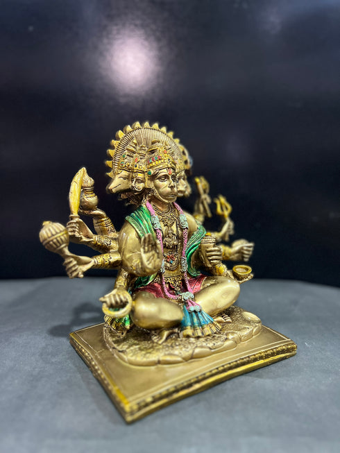 Seated Panchmukhi Hanuman Blessing Statue in 8 Inches