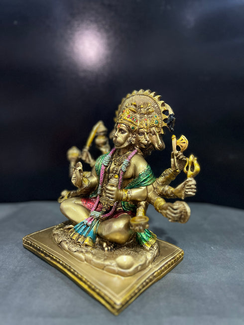 Seated Panchmukhi Hanuman Blessing Statue in 8 Inches