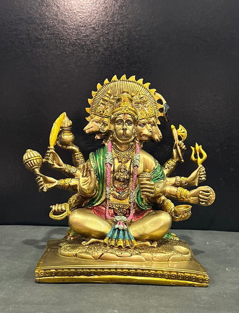 Seated Panchmukhi Hanuman Blessing Statue in 8 Inches