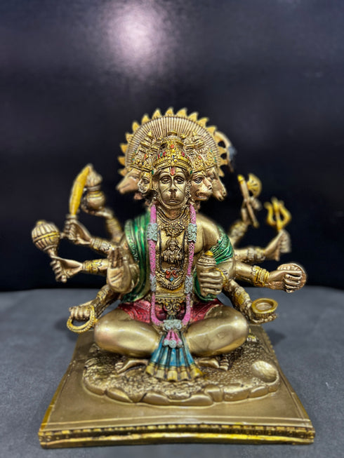 Seated Panchmukhi Hanuman Blessing Statue in 8 Inches