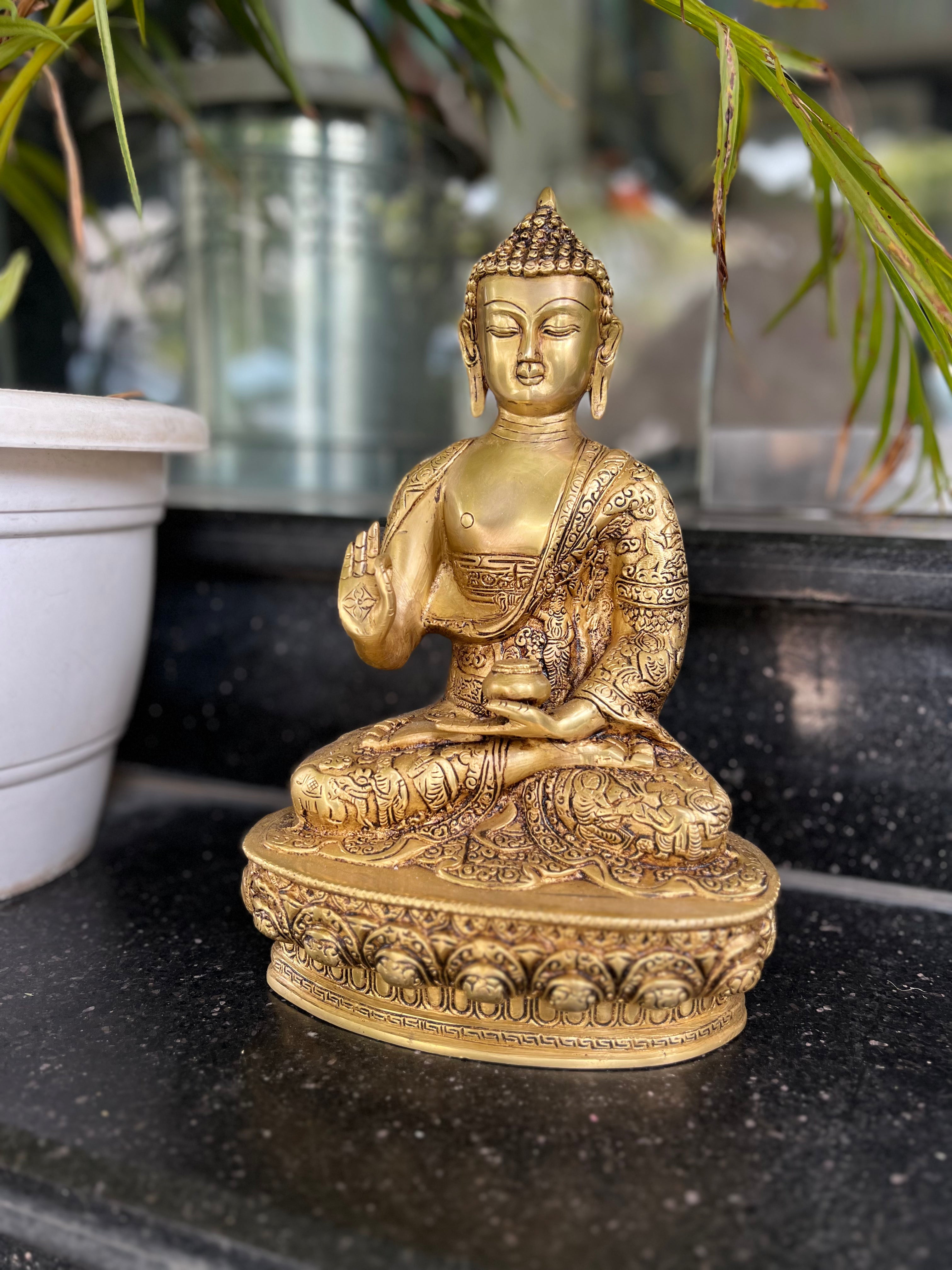 Premium Fine Carving Blessing Buddha  In 13 Inches (33 Cm)