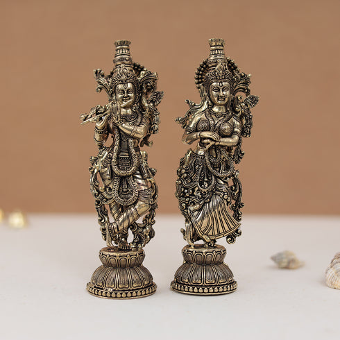 Divine Pure Brass detailed Radha Krishna Idol – 6 Inches