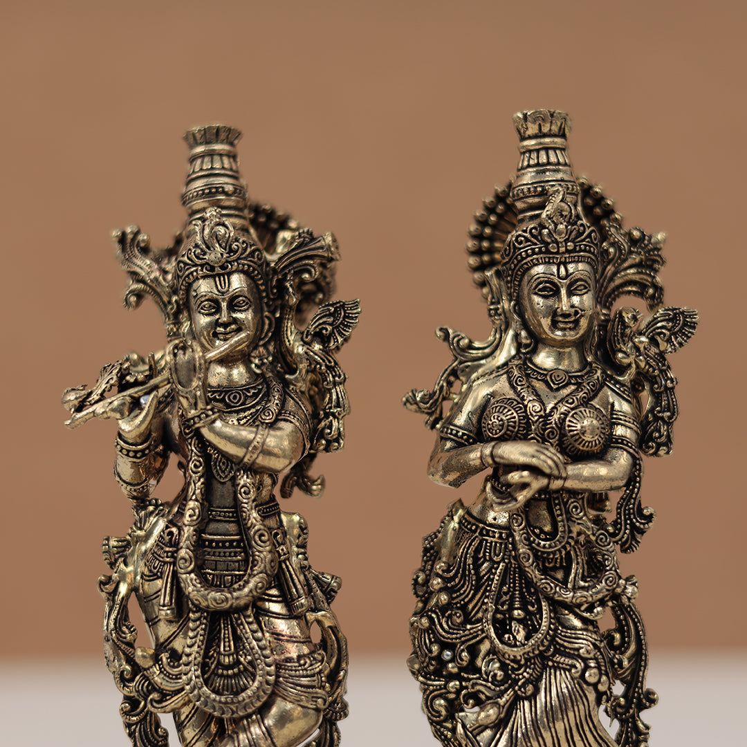 Divine Pure Brass detailed Radha Krishna Idol – 6 Inches