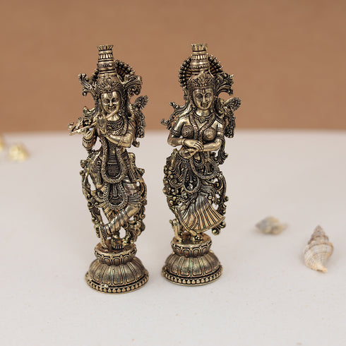 Divine Pure Brass detailed Radha Krishna Idol – 6 Inches
