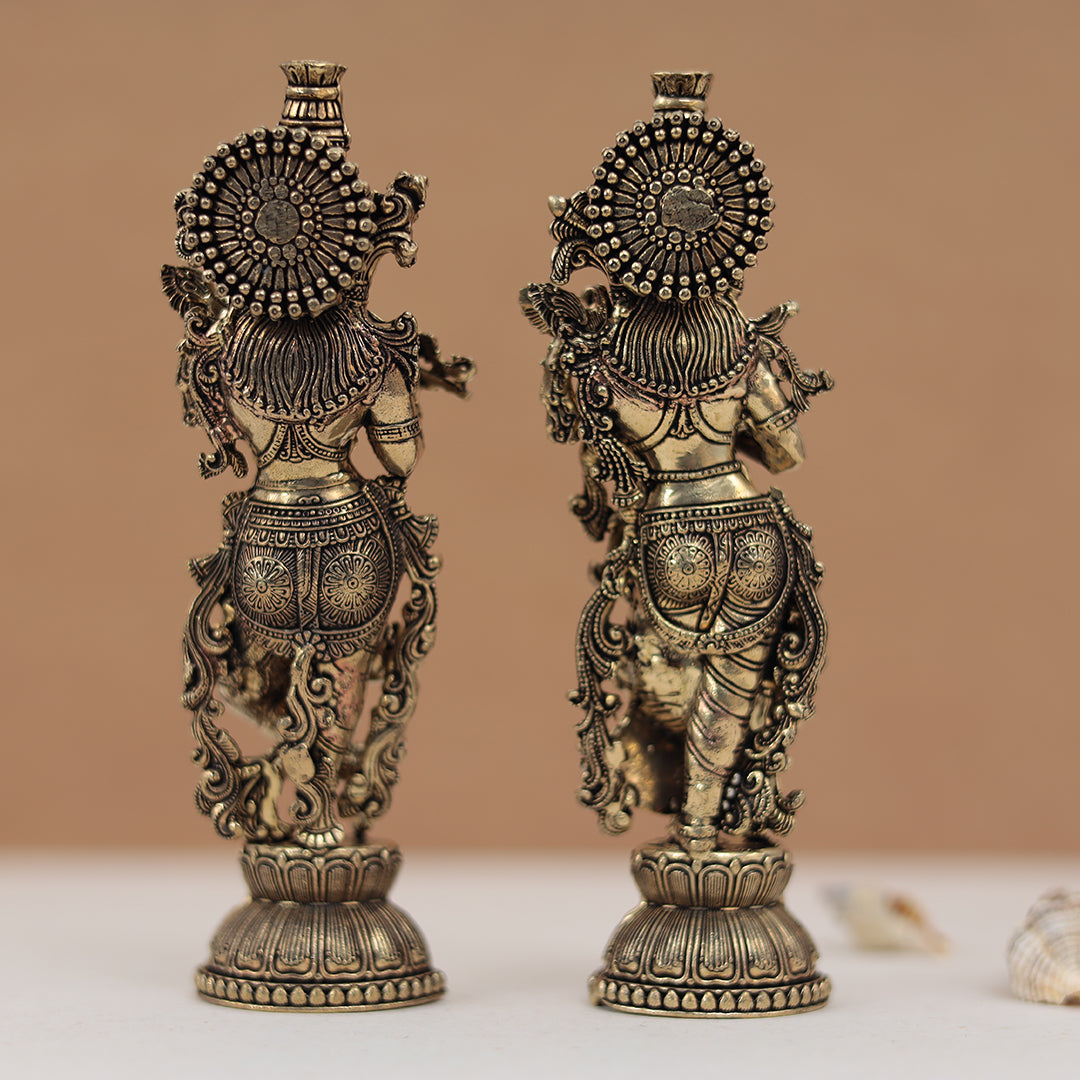 Divine Pure Brass detailed Radha Krishna Idol – 6 Inches