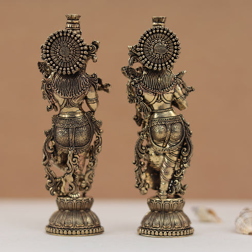 Divine Pure Brass detailed Radha Krishna Idol – 6 Inches