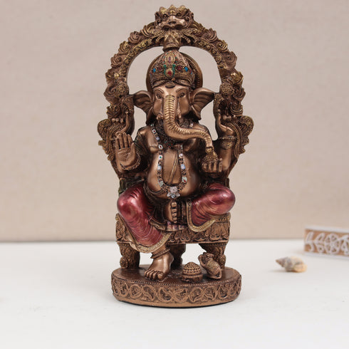 Chowki Ganesh and Lakhsmi Set in Copper Finish In 8 Inch
