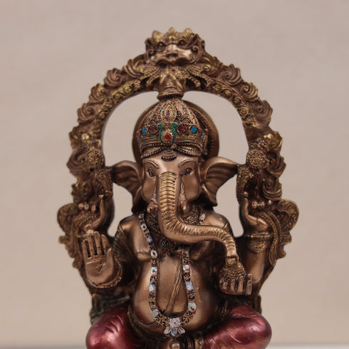 Chowki Ganesh and Lakhsmi Set in Copper Finish In 8 Inch