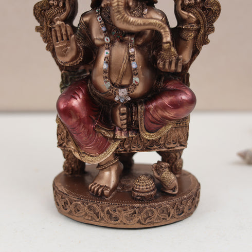 Chowki Ganesh and Lakhsmi Set in Copper Finish In 8 Inch
