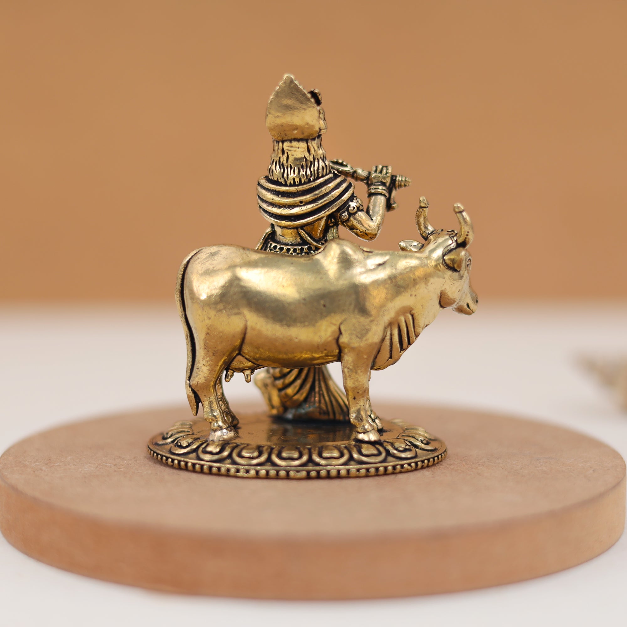 Divine Pure Brass Cow Krishna Idol In 3 Inches