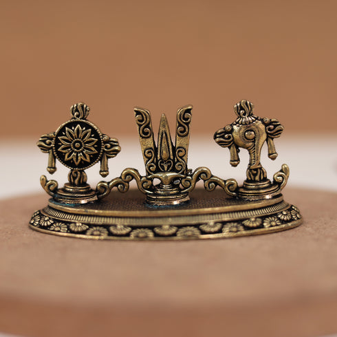 Antique Finish Shanku Chakar Naman Idol/Tirupati Balaji Tilak Statue in 2 Inch