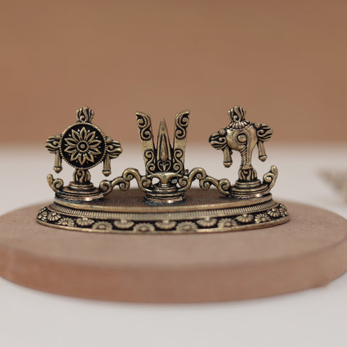 Antique Finish Shanku Chakar Naman Idol/Tirupati Balaji Tilak Statue in 2 Inch