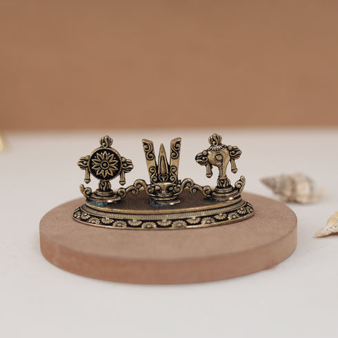Antique Finish Shanku Chakar Naman Idol/Tirupati Balaji Tilak Statue in 2 Inch