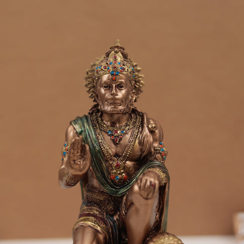 Blessing Hanuman In Copper Finish | Sitting Posture | 7.5 Inch