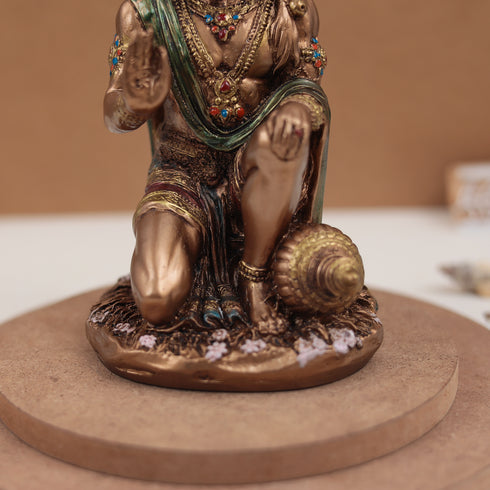 Blessing Hanuman In Copper Finish | Sitting Posture | 7.5 Inch