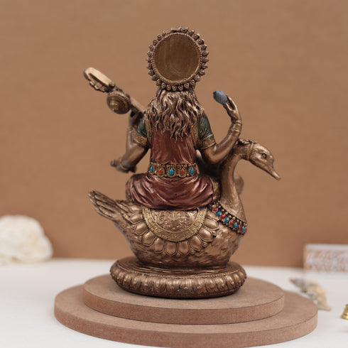 Goddess Saraswati in 8 Inches in Copper Finish