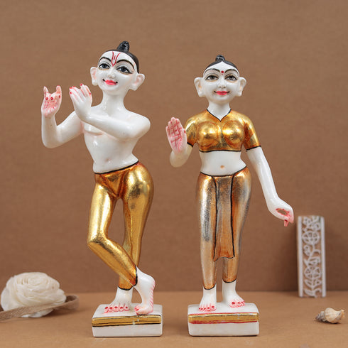 Exquisite Golden Iskon Radha Krishna For Temple/Gift In 12 Inch