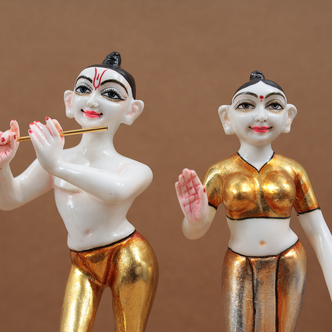 Exquisite Golden Iskon Radha Krishna For Temple/Gift In 12 Inch