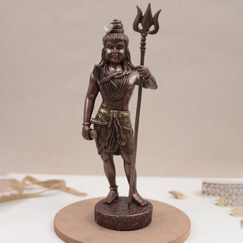 Standing Lord Shiva Idol | Copper Finish | 12 Inch (1 Feet)