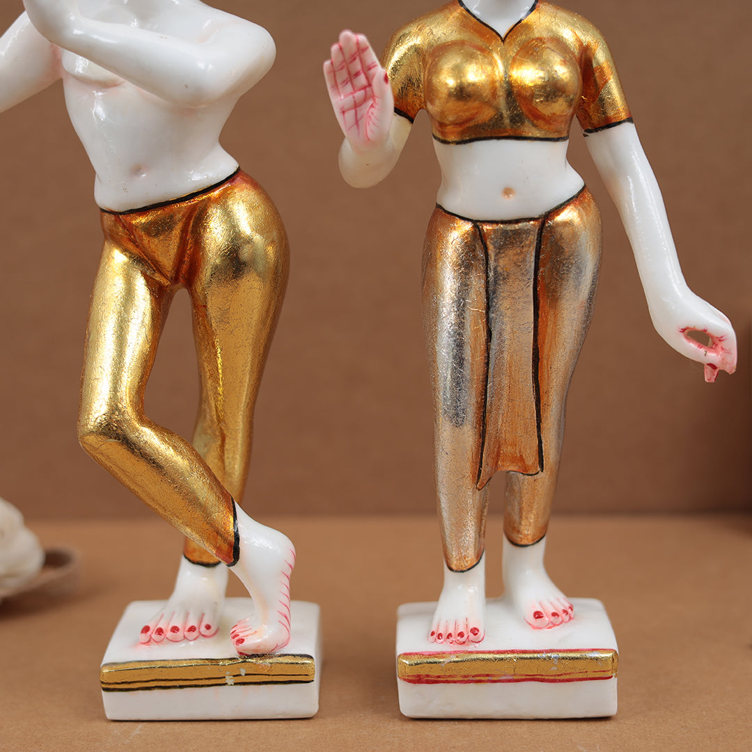 Exquisite Golden Iskon Radha Krishna For Temple/Gift In 12 Inch