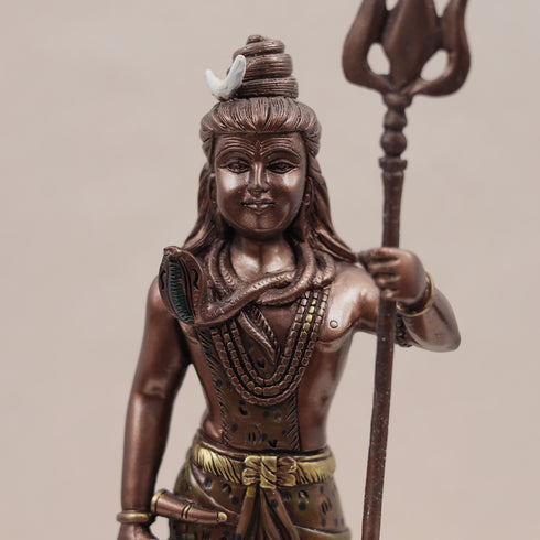 Standing Lord Shiva Idol | Copper Finish | 12 Inch (1 Feet)