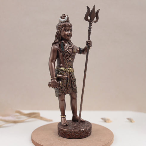 Standing Lord Shiva Idol | Copper Finish | 12 Inch (1 Feet)