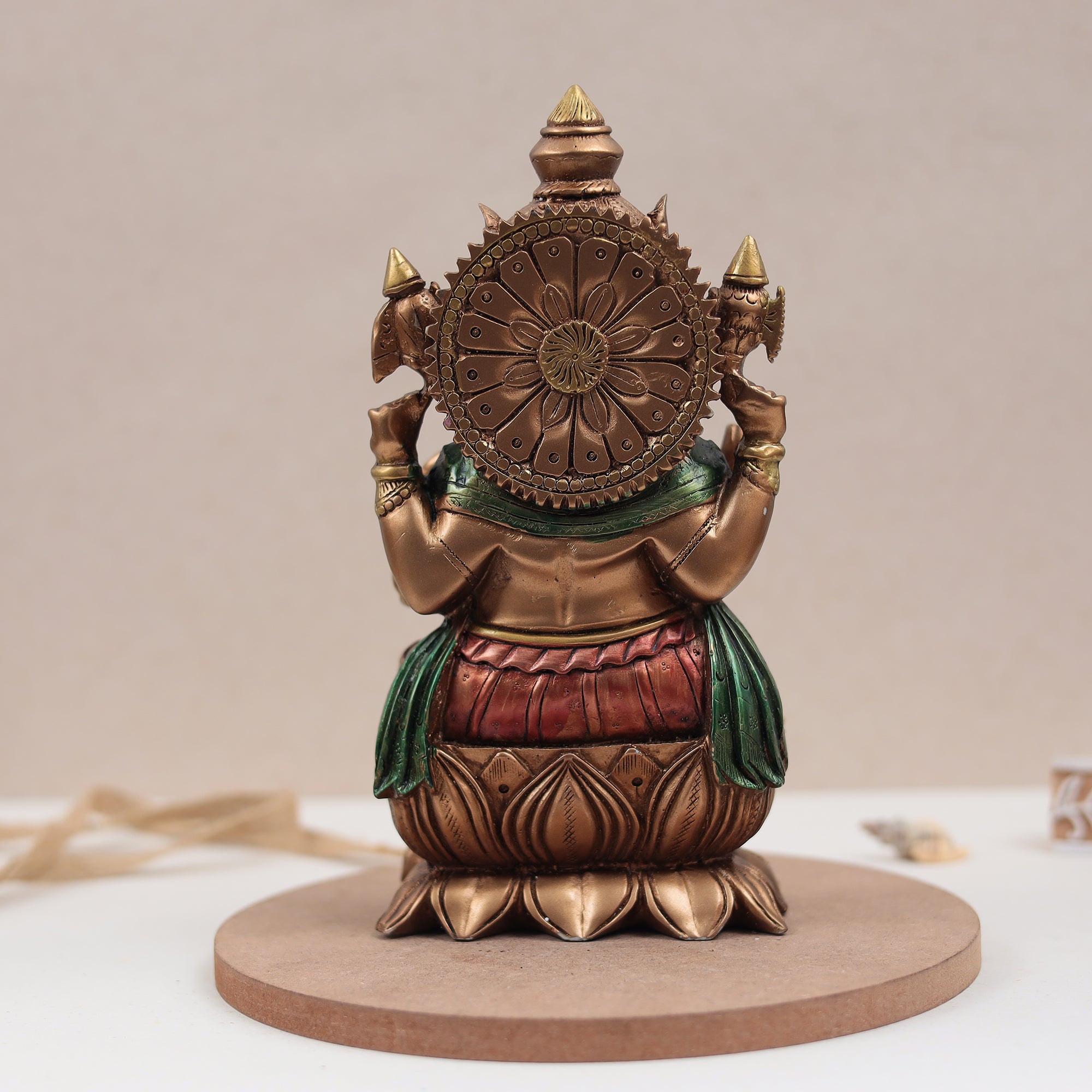 Copper Finish Lotus Ganesh Murti (9 Inch)
