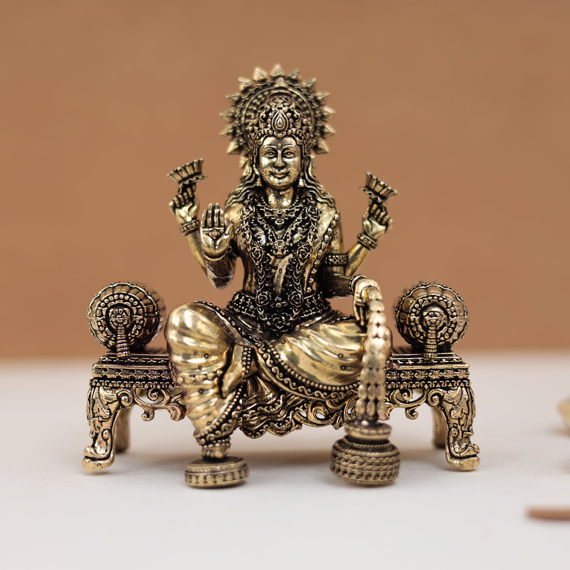 Super Fine Rich Brass Lakshmi Ganesh & Saraswati Set For Festive/Gift In 5 Inches