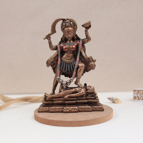 Cold Cast Resin Bronze Maa Kali Idol, Puja Sculpture | 7.5 Inches