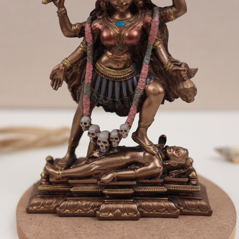Cold Cast Resin Bronze Maa Kali Idol, Puja Sculpture | 7.5 Inches