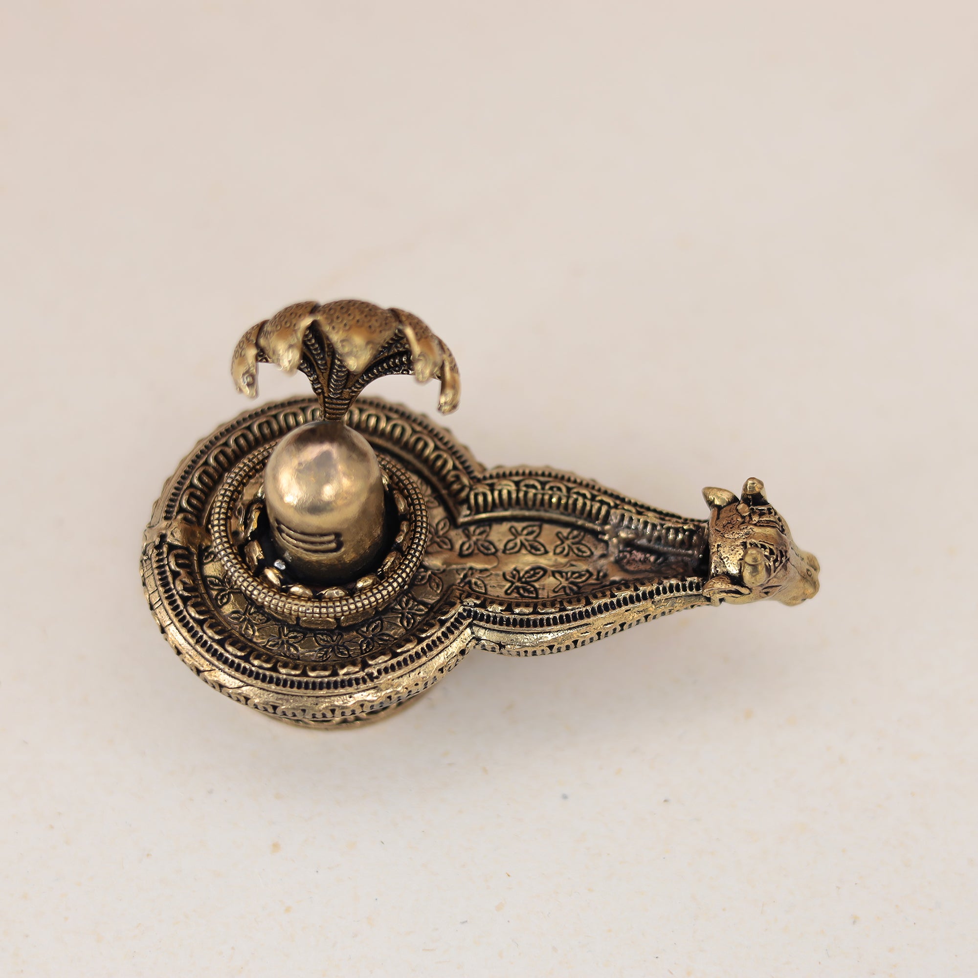 Antique Brass Shivling with nandi head in 2.5 Inch