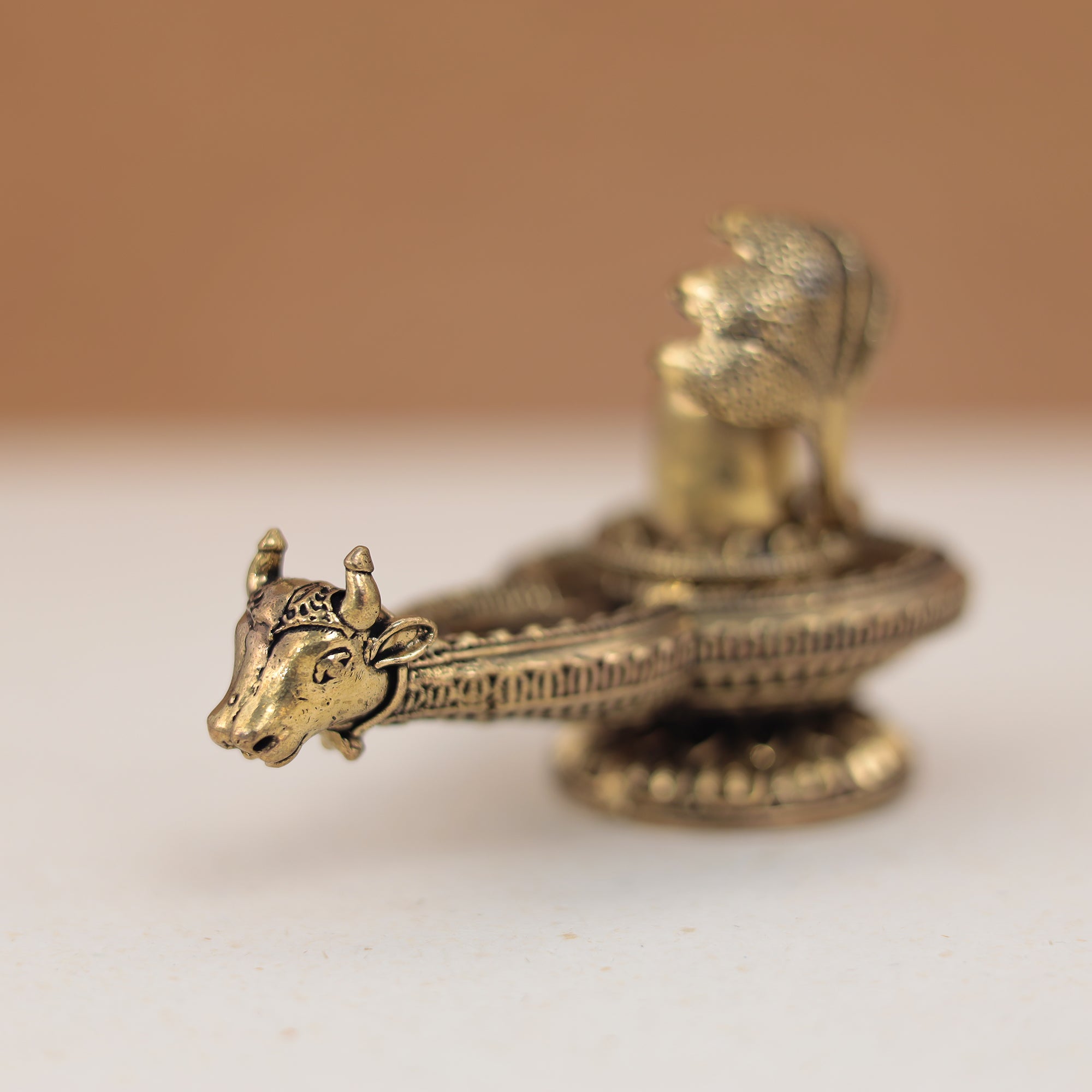 Antique Brass Shivling with nandi head in 2.5 Inch
