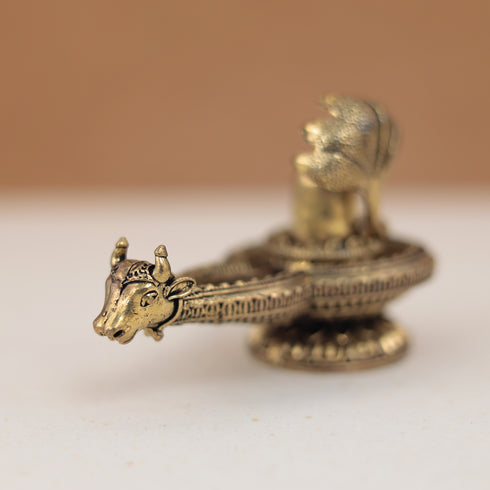 Antique Brass Shivling with nandi head in 2.5 Inch