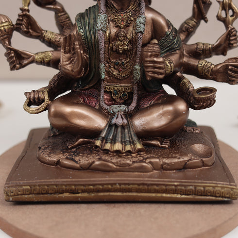 Seated Panchmukhi Hanuman Blessing Statue in Copper Finish | 8 Inches