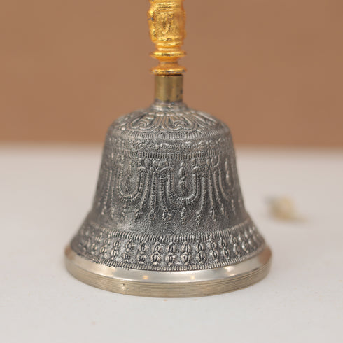 Brass Singing Bell with Dorje Handle – 7 Inches | Ideal for Puja, Meditation & Spiritual Healing