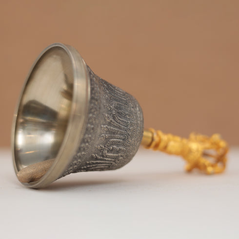 Brass Singing Bell with Dorje Handle – 7 Inches | Ideal for Puja, Meditation & Spiritual Healing