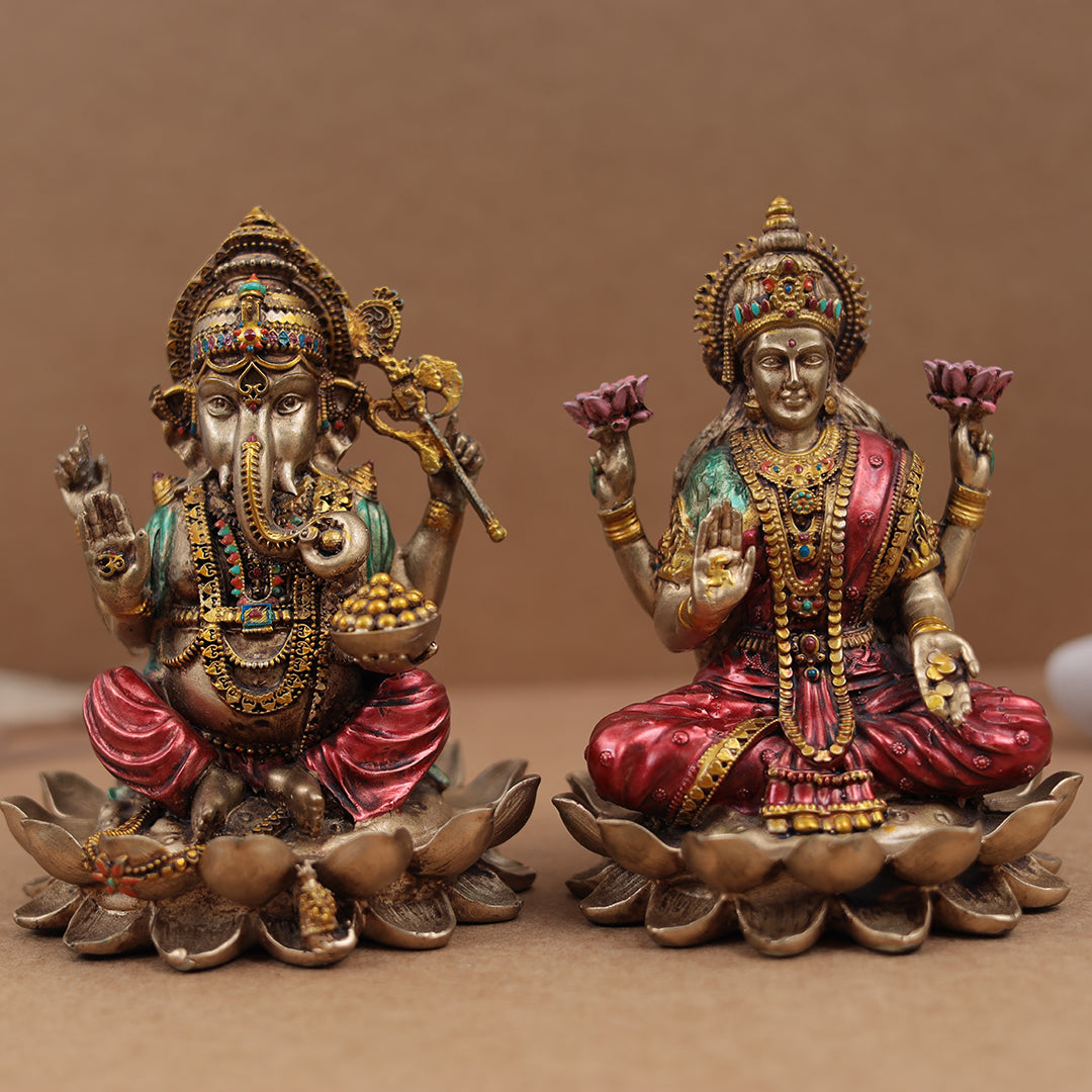 Exquisite Ganesh and Lakshmi Pair In 6 Inches