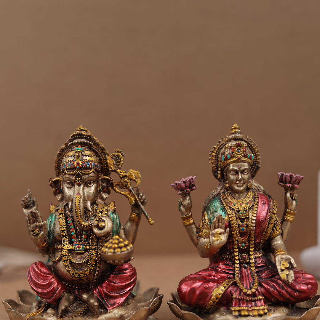 Exquisite Ganesh and Lakshmi Pair In 6 Inches