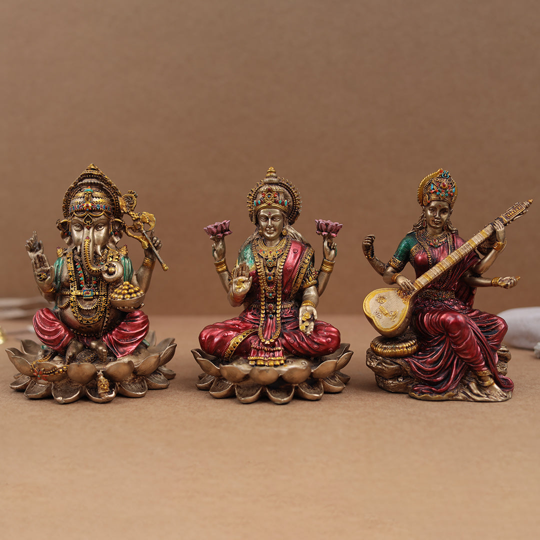 Exquisite Ganesh and Lakshmi Pair In 6 Inches