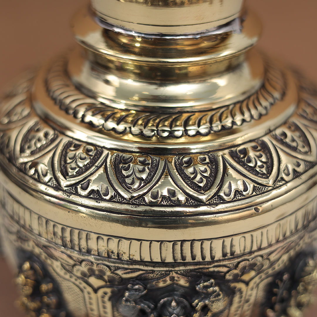 Pure Brass Ashta Lakshmi Kalash (Sacred Vessel) In 8 Inches