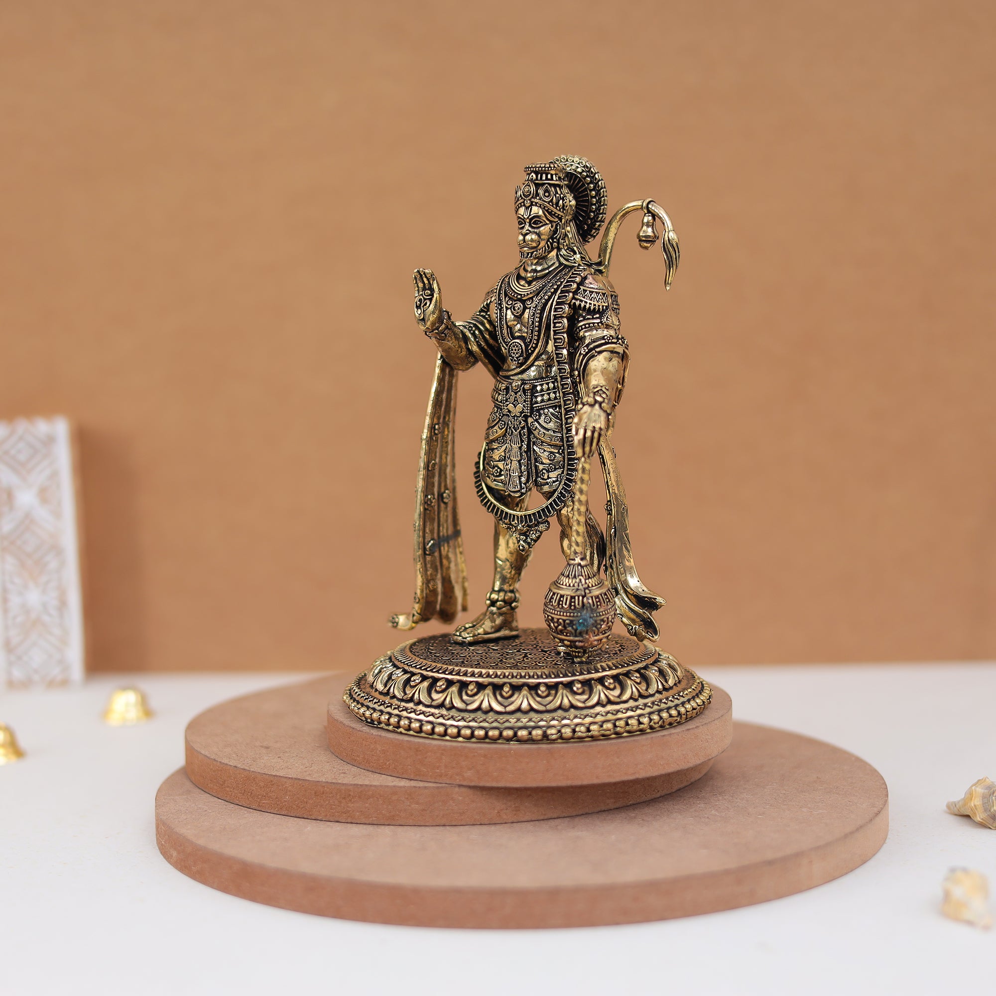 Superfine Pure Brass Standing Bahubali Hanuman In 6.5 Inches