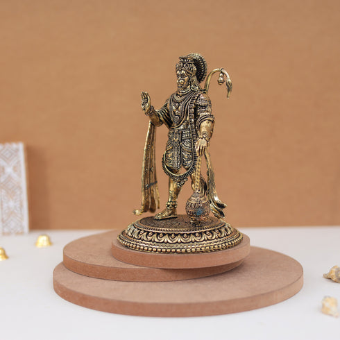 Superfine Pure Brass Standing Bahubali Hanuman In 6.5 Inches