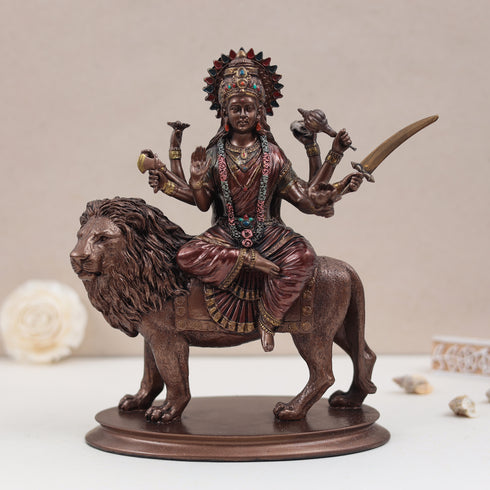 Maa Durga Idol In Copper Finish ( Marble Dust )