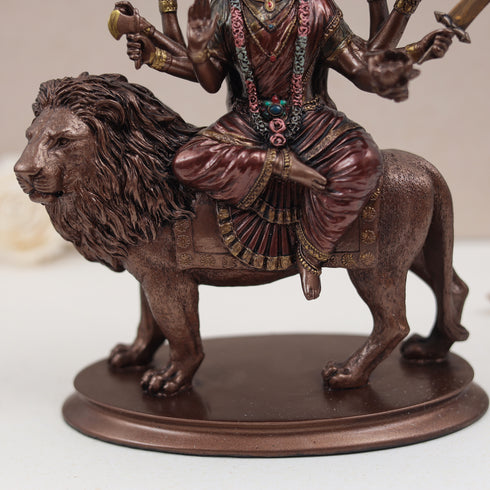 Maa Durga Idol In Copper Finish ( Marble Dust )