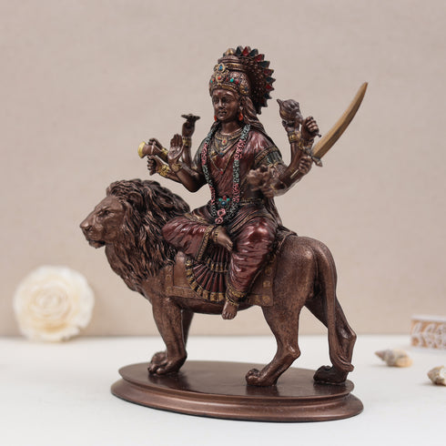 Maa Durga Idol In Copper Finish ( Marble Dust )