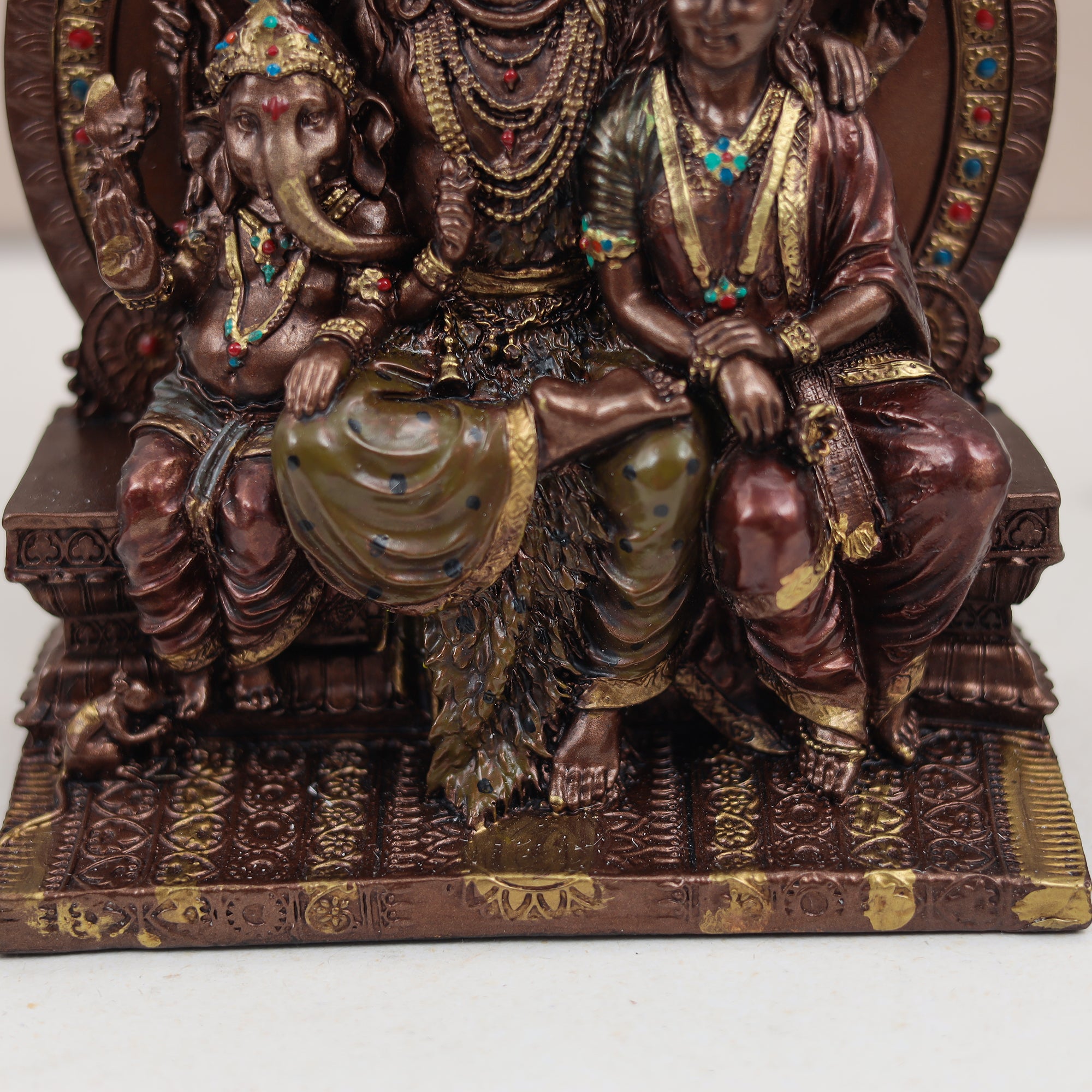 Beautiful Shiva Family/Parivar In Copper Finish | 8 Inches