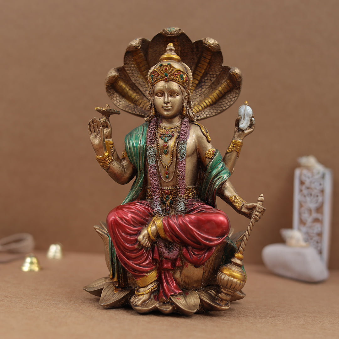 Lord Vishu Idol In Sitting Position In 8 Inches