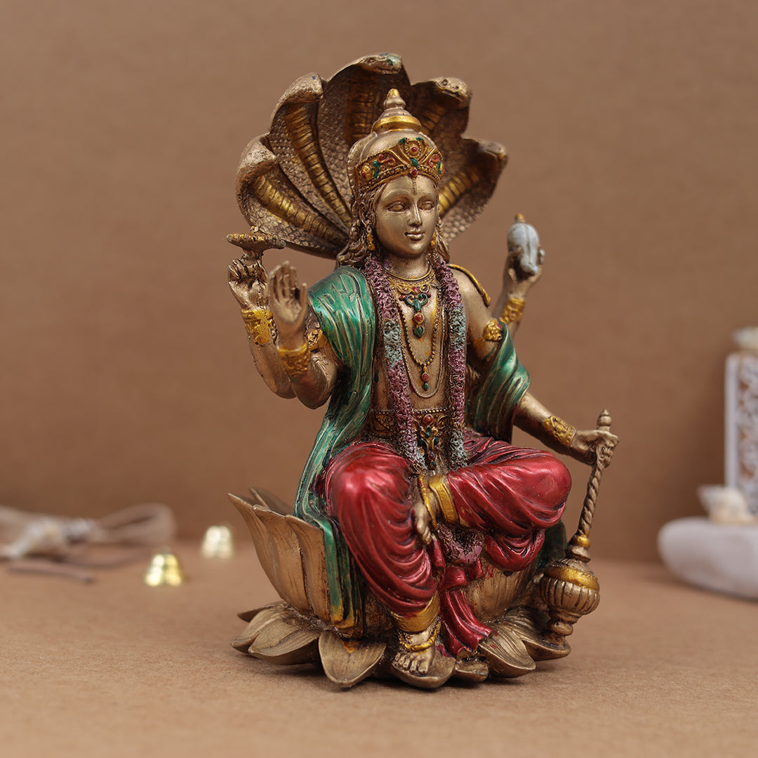 Lord Vishu Idol In Sitting Position In 8 Inches