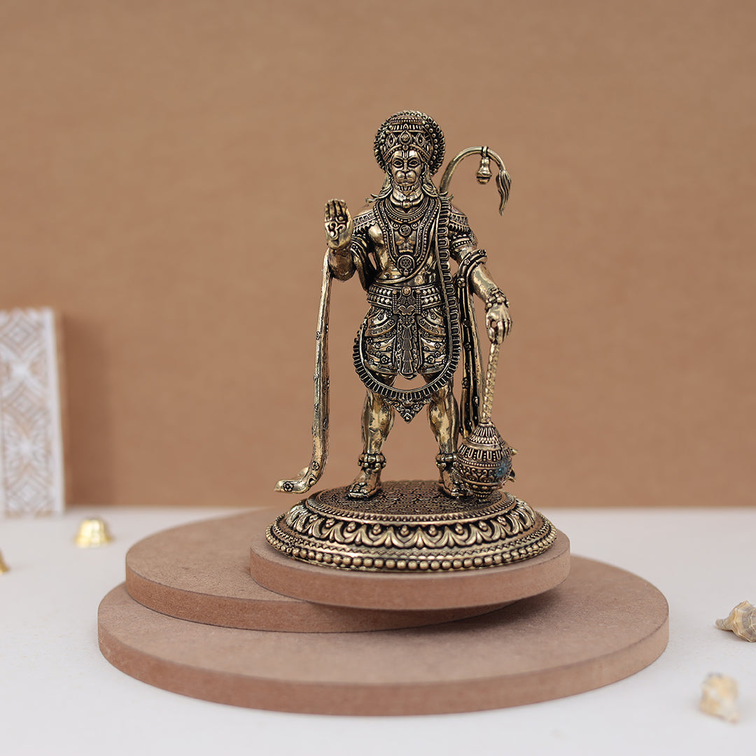 Superfine Pure Brass Standing Bahubali Hanuman In 6.5 Inches